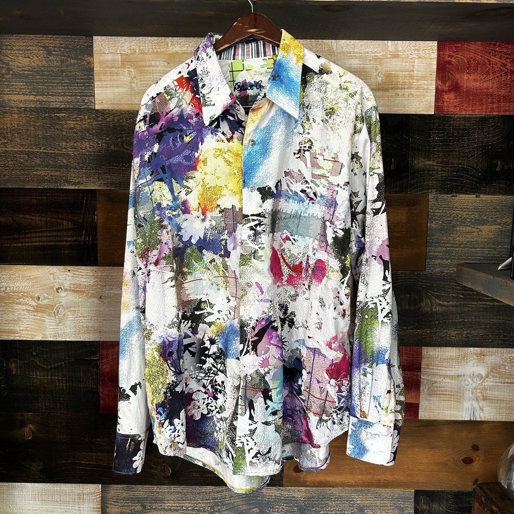 Robert Graham" Mack Daddy" VERY BRIGHT Long Sleeve Shirt Sz. 2XL Colorful Paint